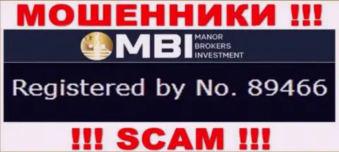 МанорБрокерс Инвестмент - регистрационный номер интернет мошенников - 89466