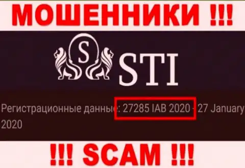 Регистрационный номер STOKTRADEINVEST LTD, который обманщики указали на своей интернет-странице: 27285 IAB 2020