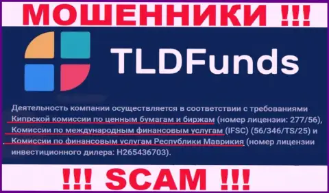 Деятельность компании TLDFunds Com контролируется регулятором: аферистом - FSC