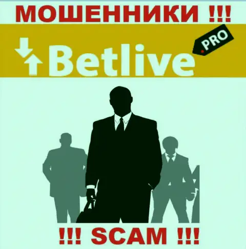 В организации BetLive скрывают лица своих руководящих лиц - на официальном web-сервисе информации не найти