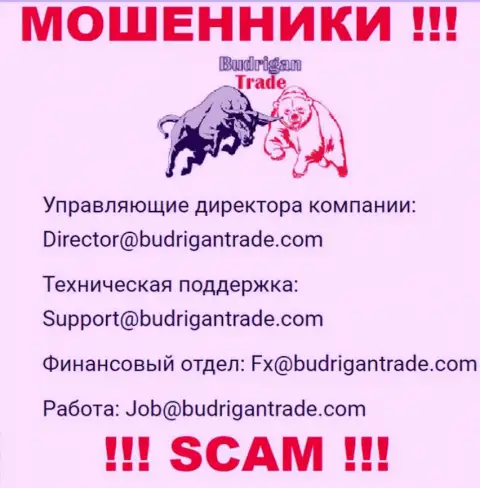 Не отправляйте сообщение на электронный адрес Budrigan Ltd - это internet-мошенники, которые воруют вклады своих клиентов