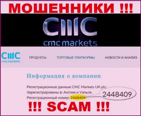 ЛОХОТРОНЩИКИ CMC Markets на самом деле имеют регистрационный номер - 2448409