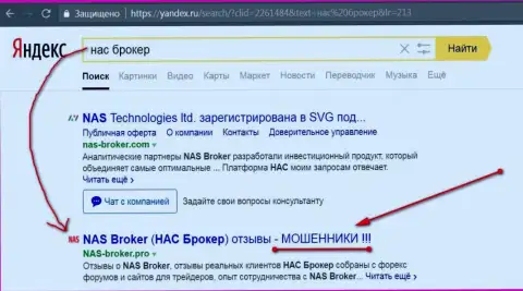 Первые 2-е строчки Yandex - НАС Технолоджес Лтд лохотронщики !